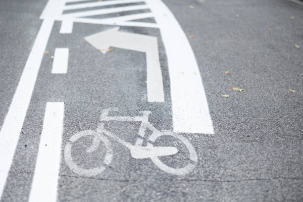 istock Bicycle path sign on the street 1697674782