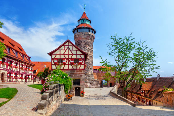 Sinwell Tower (Sinwellturm) in Nuremberg castle stock photo