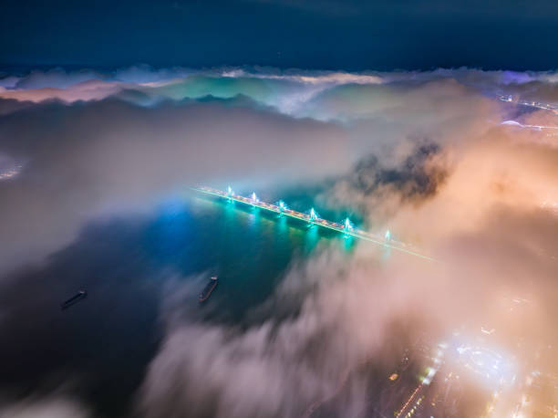 Night view of clouds over the city