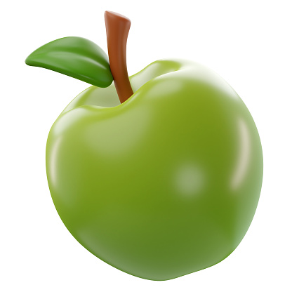 Adorable 3d rendering of a apple green icon