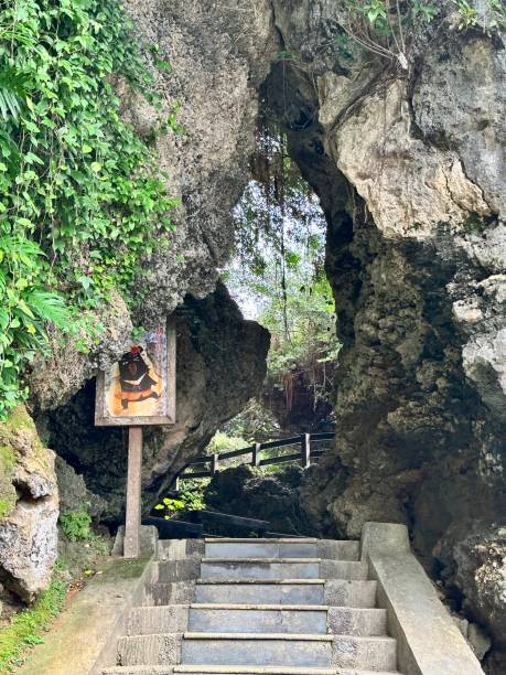 Rock cliff in xiao liuqiu Taiwan stock photo