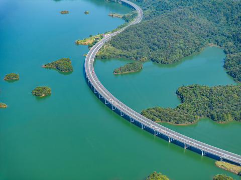 aerial photography cross-sea bridge transport