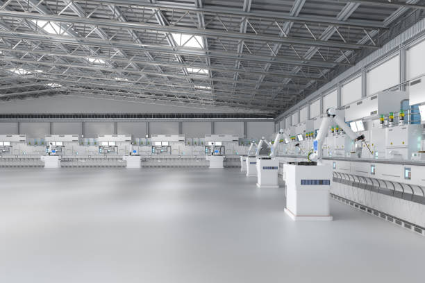 istock Automation industry concept with robot assembly line in  factory 1697805760