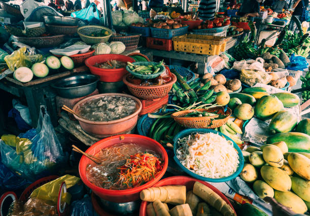 Morning food market stock photo