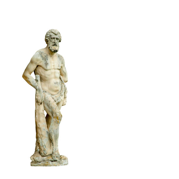 istock Isolated on white background ancient statue of Hercules with mace 1697880765