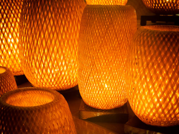 Bamboo lamp stock photo