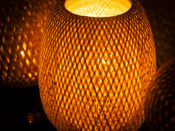 Bamboo lamp stock photo