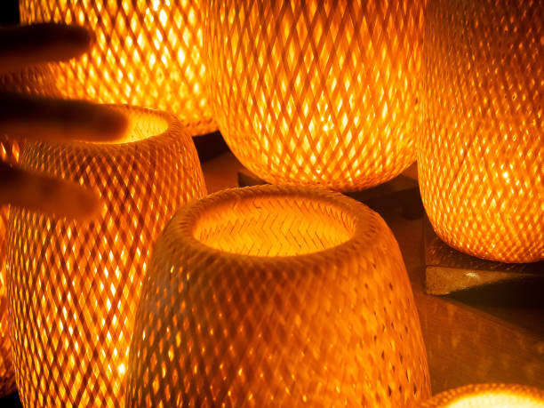 Bamboo lamp stock photo