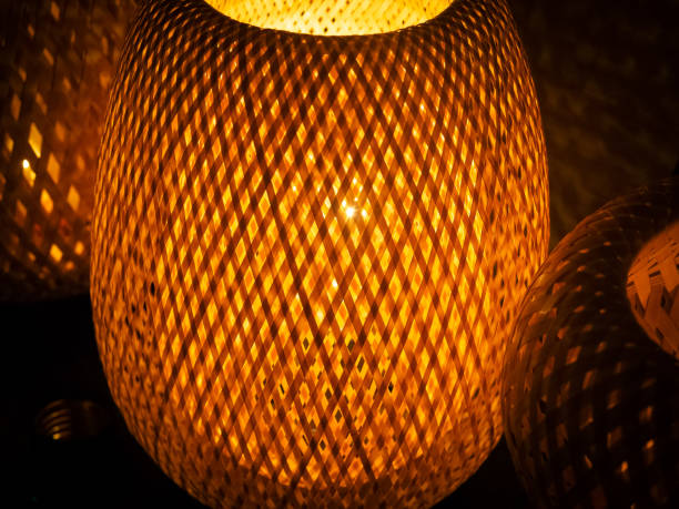 Bamboo lamp stock photo