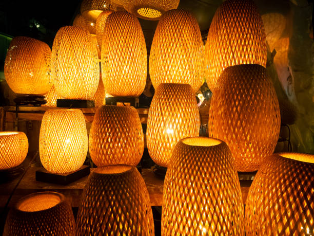 Bamboo lamp stock photo