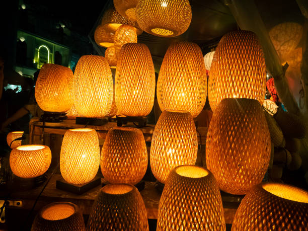 Bamboo lamp stock photo