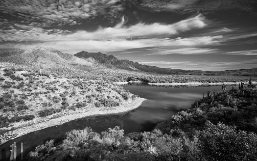 Horseshoe Lake in the Verde River Valley - black and white