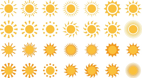 Vector illustration set of the sun