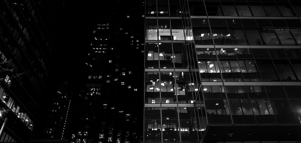 Toronto Financial District . Shooting with a monochrome camera. Authentic photography without the use of artificial intelligence