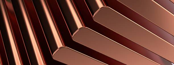 istock Elegant and modern 3D rendering image background with copper diagonal plates and wavy sheet metal 1698066333