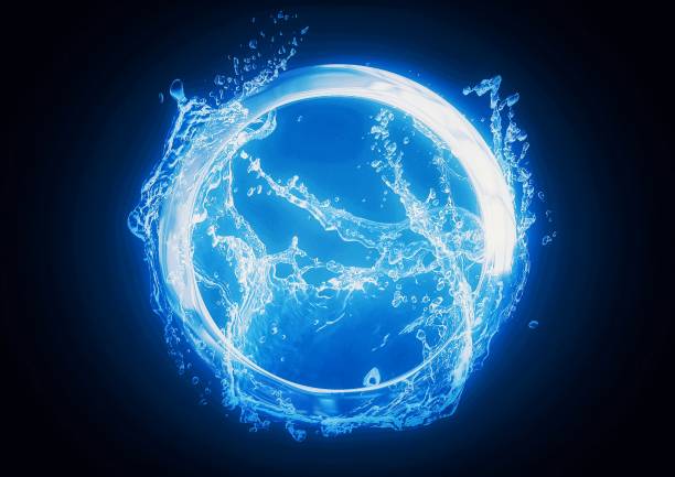 3d illustration of abstract water circles and splashes in creativity concept