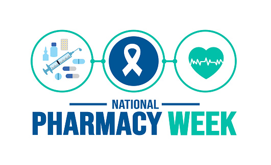 October is National Pharmacy Week background template. Holiday concept.