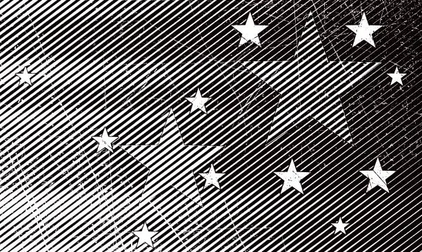 Vector illustration of Black and white American Flag with Grunge Image Technique