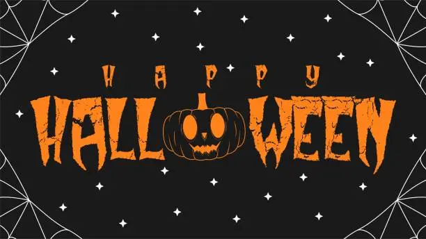 Vector illustration of halloween design with horror and pumpkin letter fonts and orange color theme