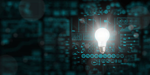 istock An illuminated or glowing lightbulb on a dark background with data and information analysis. The bulb represents new ideas, innovation, creativity, understanding, knowledge, and inspiration. 1698193088