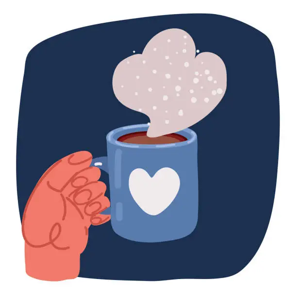 Vector illustration of Cartoon vector illustration of hand holding a cup of coffee