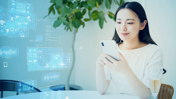 istock Young asian woman using a smart phone and digital transformation concept. Communication network. 1698200658