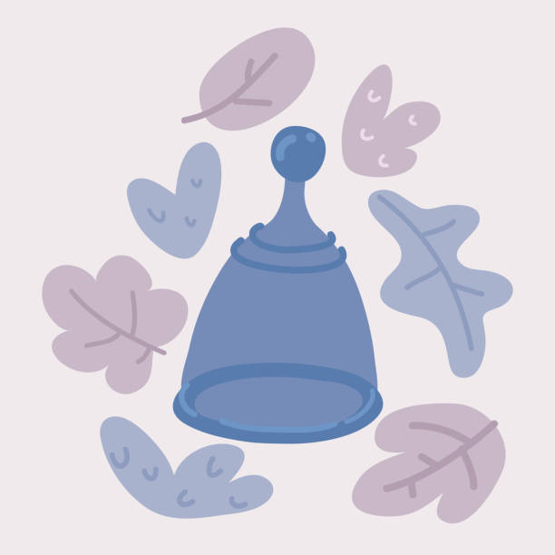 Vector illustration of with body positive young girls sit in Hygienic Menstrual cup. The menstrual period cycle, Blood is NORMAL Cartoon vector illustration of with body positive young girls sit in Hygienic Menstrual cup. The menstrual period cycle, Blood is NORMAL bathroom silicone stock illustrations