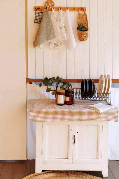 istock Kitchen interior design with wooden dresser 1698244092