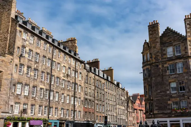 Historic buildings on the main avenue of the Royal Mile in Edinburgh, Scotland