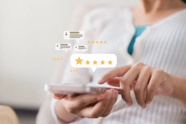 istock User give rating to service experience on online application, Customer review satisfaction feedback survey concept, Customer can evaluate quality of service leading to reputation ranking of business. 1698257056