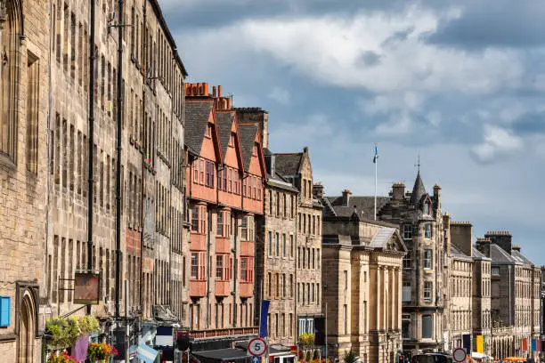 Historic buildings on the main avenue of the Royal Mile in Edinburgh, Scotland