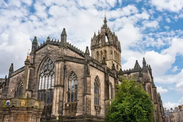 St. Giles' medieval Gothic cathedral in the monumental city of Edinburgh, Scotland