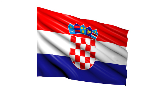 3d illustration flag of Croatia. Croatia flag waving isolated on white background with clipping path. flag frame with empty space for your text.