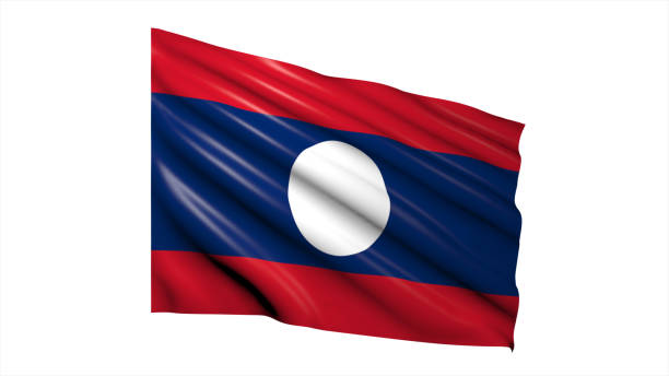 istock Laos national flag on white background. 1698300850