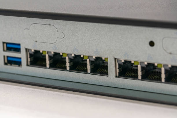conmutador de red y módulo de conexión de interfaz - wireless technology modem computer port cable fotografías e imágenes de stock