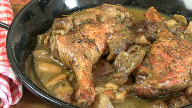 istock duck leg with mushroom sauce in a dish 1698370256