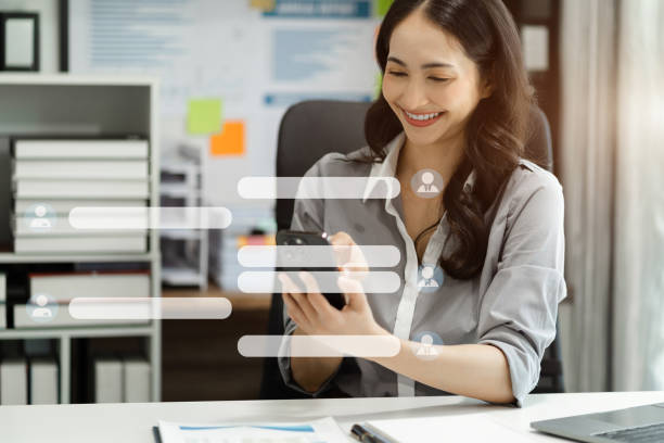 istock young women chatting correspondence with friends online using smartphone, read messages. 1698422976