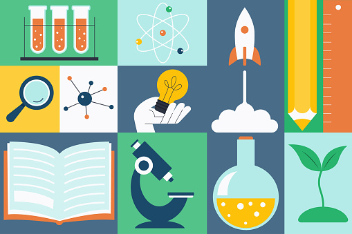 Education Web Banner. STEAM and STEM education. Science, Technology, Engineering, Arts, Mathematics. Vector illustration.