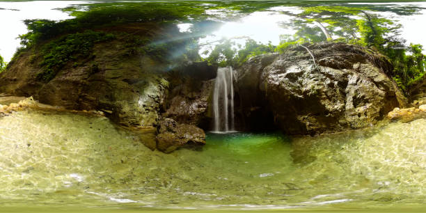 istock Waterfall in the tropical jungle. 360 panorama VR. 1698449247