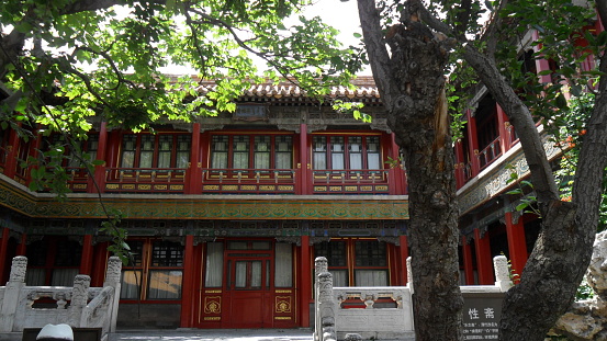 Chinese style ancient pagoda building in the park