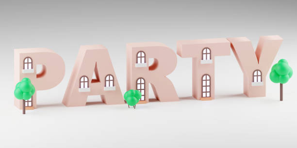 istock Soft pastel party mood sign Party Modern Minimal New Year Concept- 3D render Illustration 1698473021