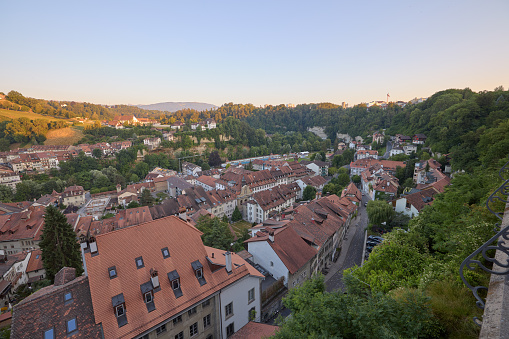 View of the old town of Fribourg, Switzerland.