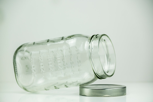 Open glass jar with measurements for kitchen