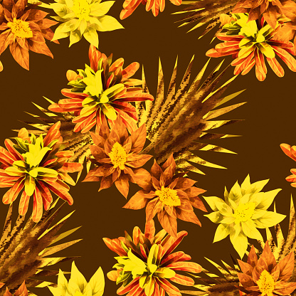 Floral image of flowers and leaves.