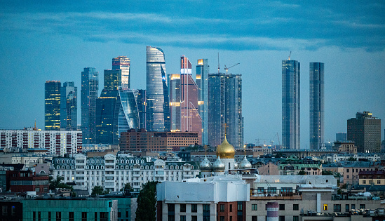 July 15, 2022, Moscow, Russia. View of the Moscow International Business Center Moscow City on a summer day.