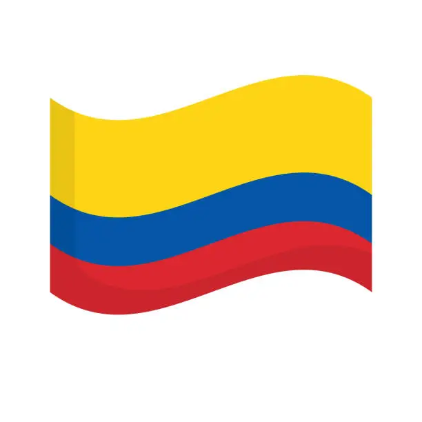 Vector illustration of Fluttering Colombian flag icon. Vector.