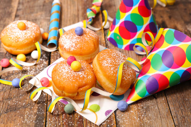 donuts for carnival, party background - fotografia de stock