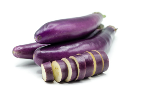 purple eggplant isolated on white background