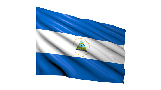 3d illustration flag of Nicaragua. Nicaragua flag waving isolated on white background with clipping path. flag frame with empty space for your text.