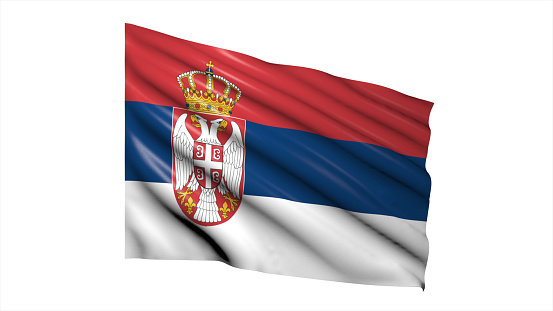 3d illustration flag of Serbia. Serbia flag waving isolated on white background with clipping path. flag frame with empty space for your text.